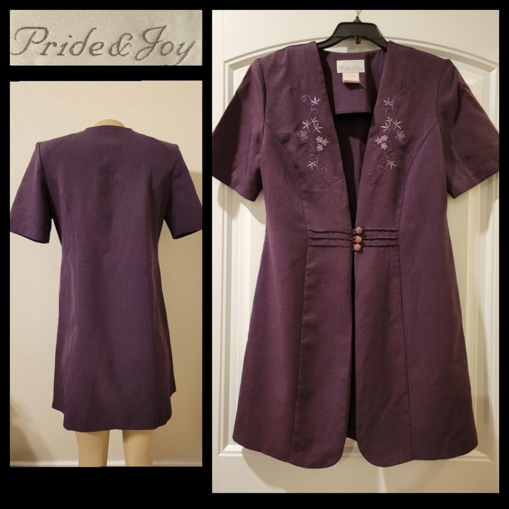 Eggplant short sleeves long tunic blazer 8